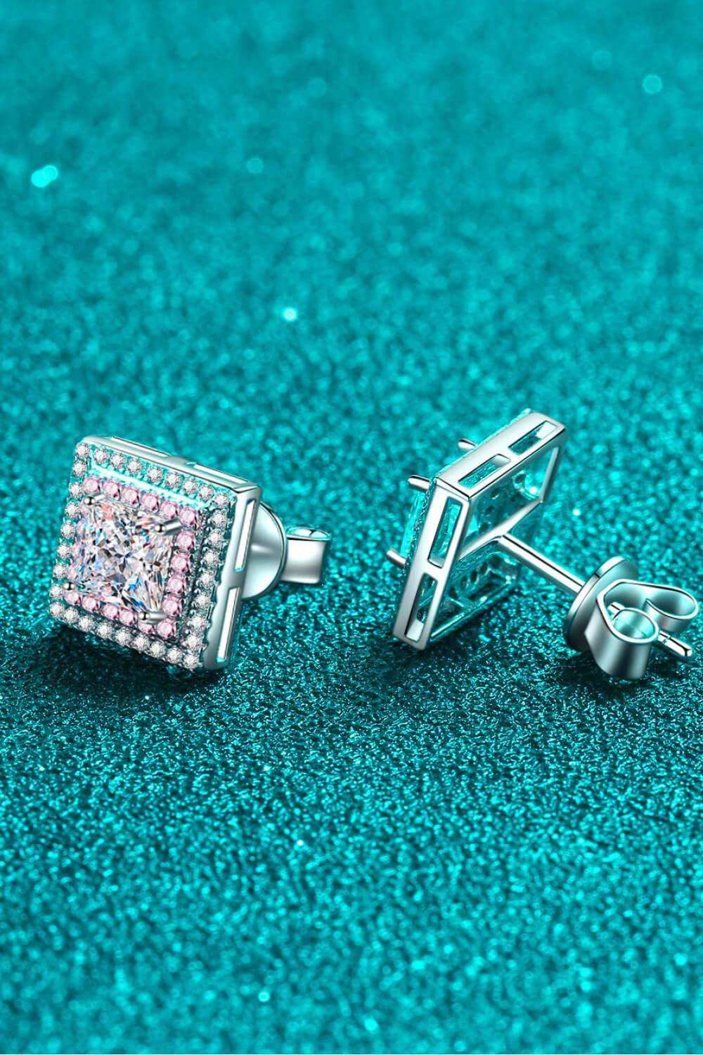 Moissanite Square Stud Earrings - Trendsi - Flyclothing LLC