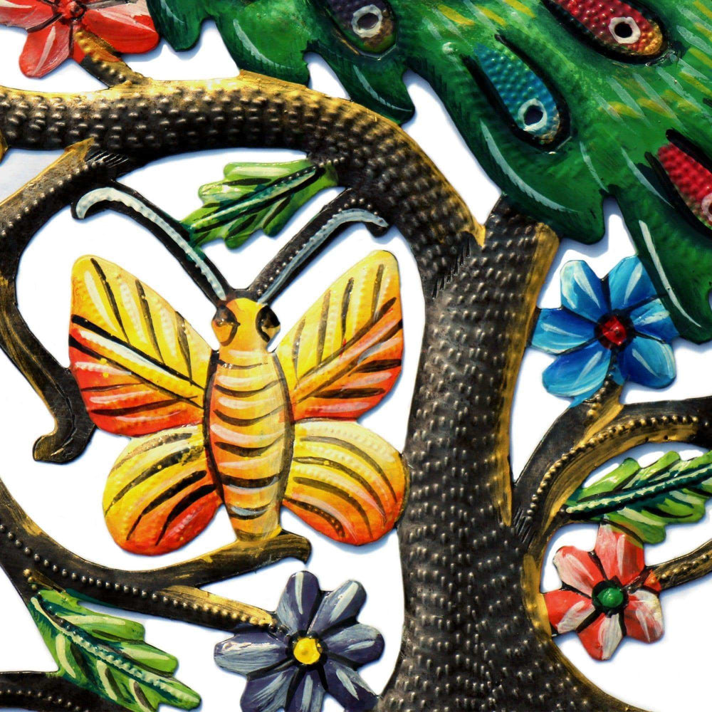 Peacock in Tree Haitian Metal Drum Wall Art - Haitian Artisans - Flyclothing LLC