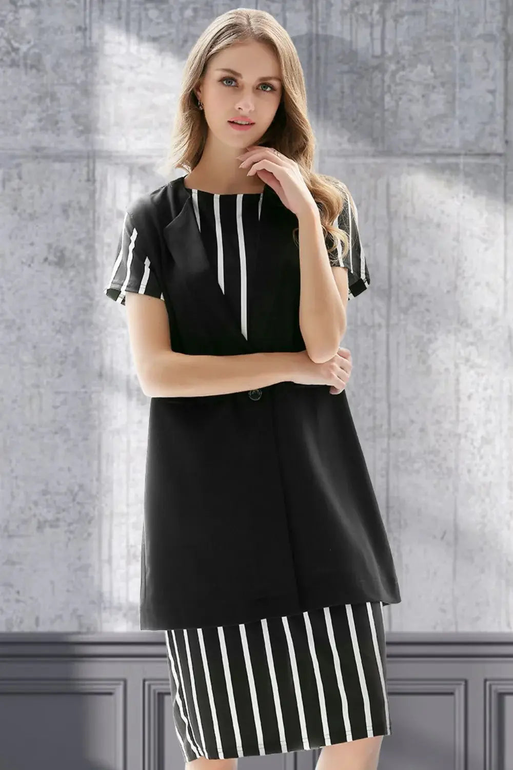 One-Button Sleeveless Longline Blazer - Trendsi - Flyclothing LLC