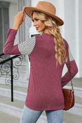 Leopard Striped Round Neck T-Shirt - Trendsi - Flyclothing LLC