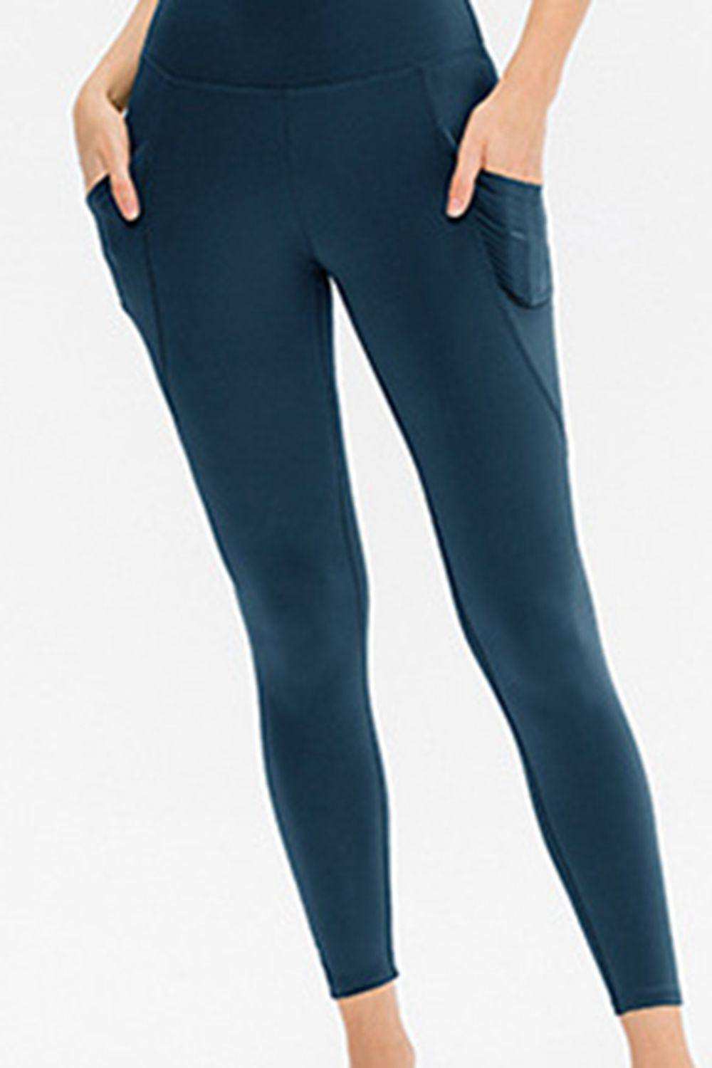Slim Fit Long Active Leggings with Pockets - Trendsi - Flyclothing LLC