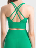 Scoop Neck Crisscross Straps Sports Bra - Trendsi - Flyclothing LLC