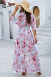 Printed Tied Half Sleeve Slit Dress - Trendsi - Flyclothing LLC