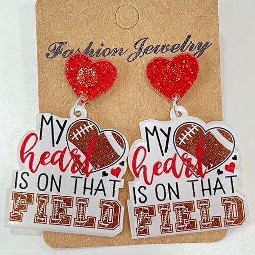 Heart Shape Sports Theme Acrylic Dangle Earrings - Trendsi