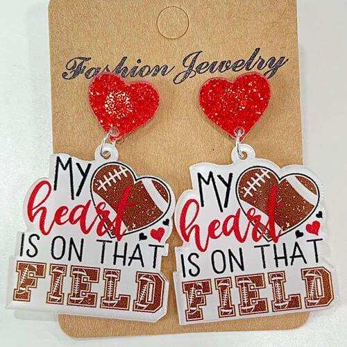 Heart Shape Sports Theme Acrylic Dangle Earrings - Trendsi - Flyclothing LLC