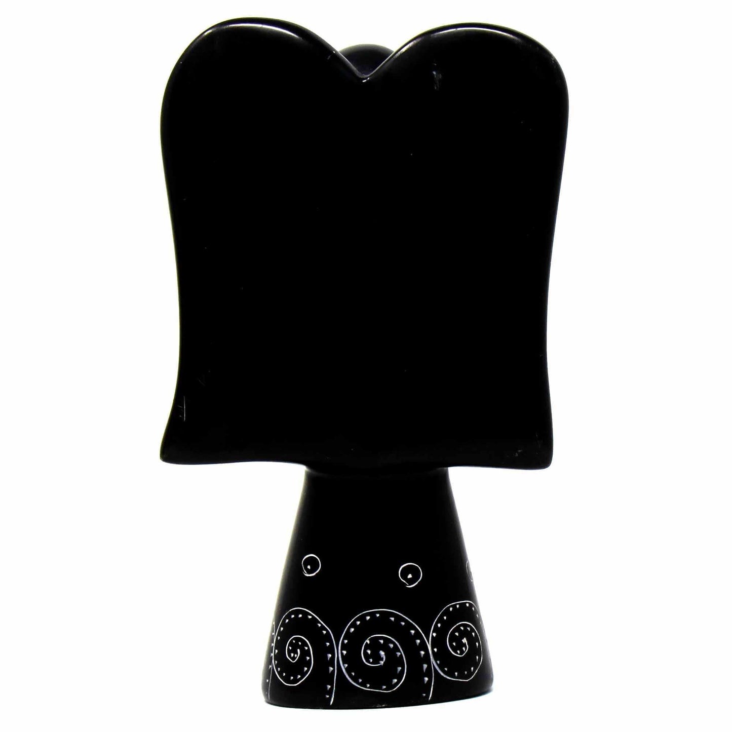 Soapstone Angel Sculpture - Black Finish with Etch Design - SMOLArt - Flyclothing LLC