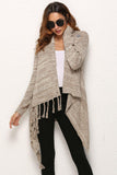 One-Button Tassel Tie Asymmetrical Hem Cardigan - Trendsi