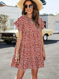 Leopard Short Flounce Sleeve Tiered Dress - Trendsi - Flyclothing LLC