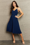 Tie Back Spaghetti Strap Pleated Dress - Trendsi