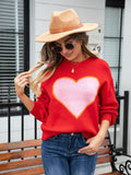 Heart Graphic Round Neck Sweater - Trendsi