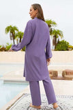 Cap, Drawstring Mock Neck Long Sleeve Top and Pants Swim Set - Trendsi - Flyclothing LLC
