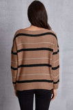 Striped Round Neck Dropped Shoulder Sweater - Trendsi - Flyclothing LLC