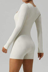Square Neck Long Sleeve Active Romper - Trendsi - Flyclothing LLC