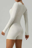 Square Neck Long Sleeve Active Romper - Trendsi - Flyclothing LLC