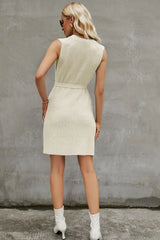 Round Neck Slit Sleeveless Sweater Dress - Trendsi - Flyclothing LLC