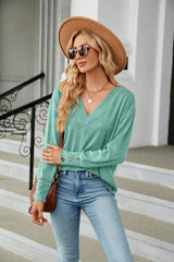 V-Neck Long Sleeve T-Shirt - Trendsi - Flyclothing LLC