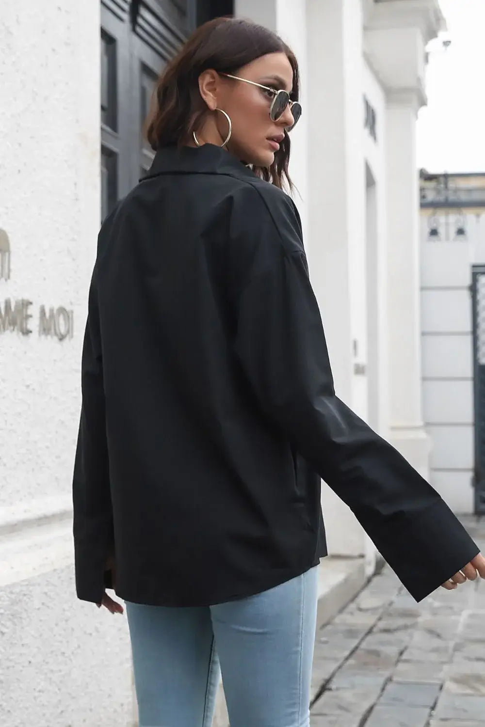 Dropped Shoulder Longline Shirt - Trendsi - Flyclothing LLC