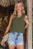 Buttoned Cutout Ribbed Trim Knit Tank - Trendsi - Flyclothing LLC