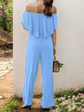 Off-Shoulder Wide Leg Jumpsuit - Trendsi - Flyclothing LLC