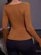 Square Neck Long Sleeve T-Shirt - Trendsi - Flyclothing LLC