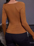 Square Neck Long Sleeve T-Shirt - Trendsi - Flyclothing LLC