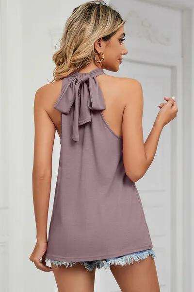 Tied Grecian Neck Tank - Trendsi - Flyclothing LLC