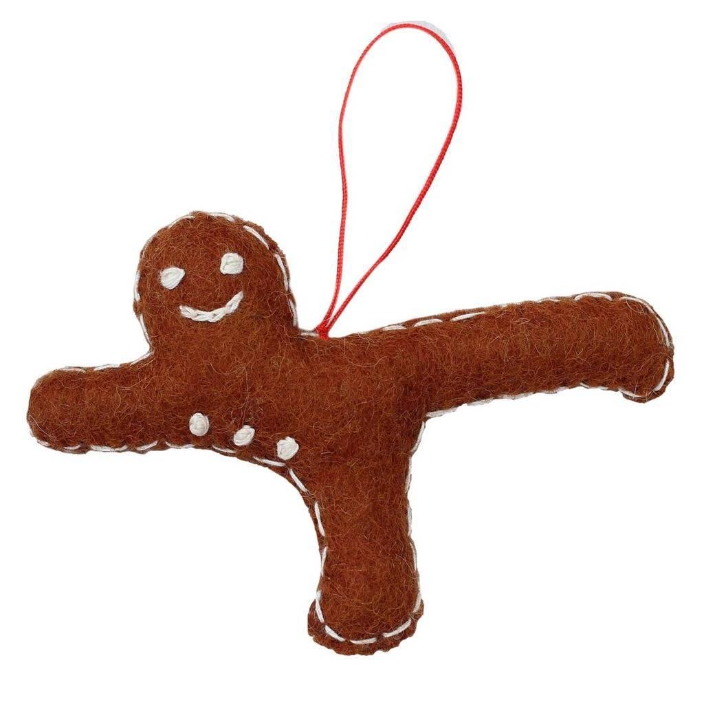 Gingerbread Yogi Felt Ornament - Airplane Pose - Global Groove (H) - Flyclothing LLC