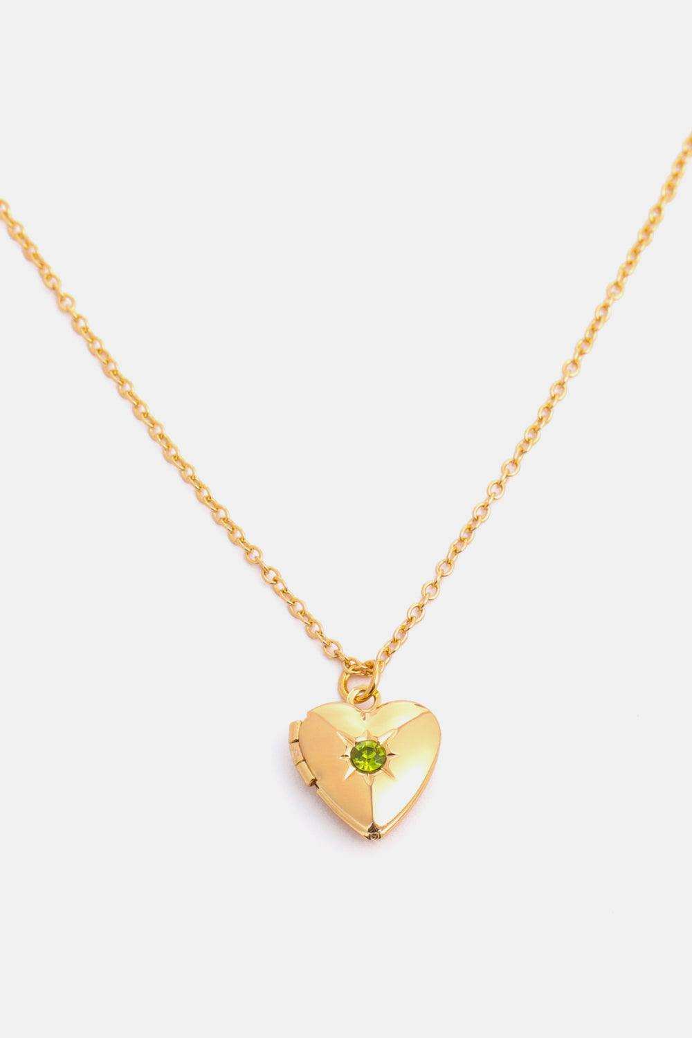 Zircon Heart Shape 14K Gold-Plated Pendant Necklace - Trendsi - Flyclothing LLC