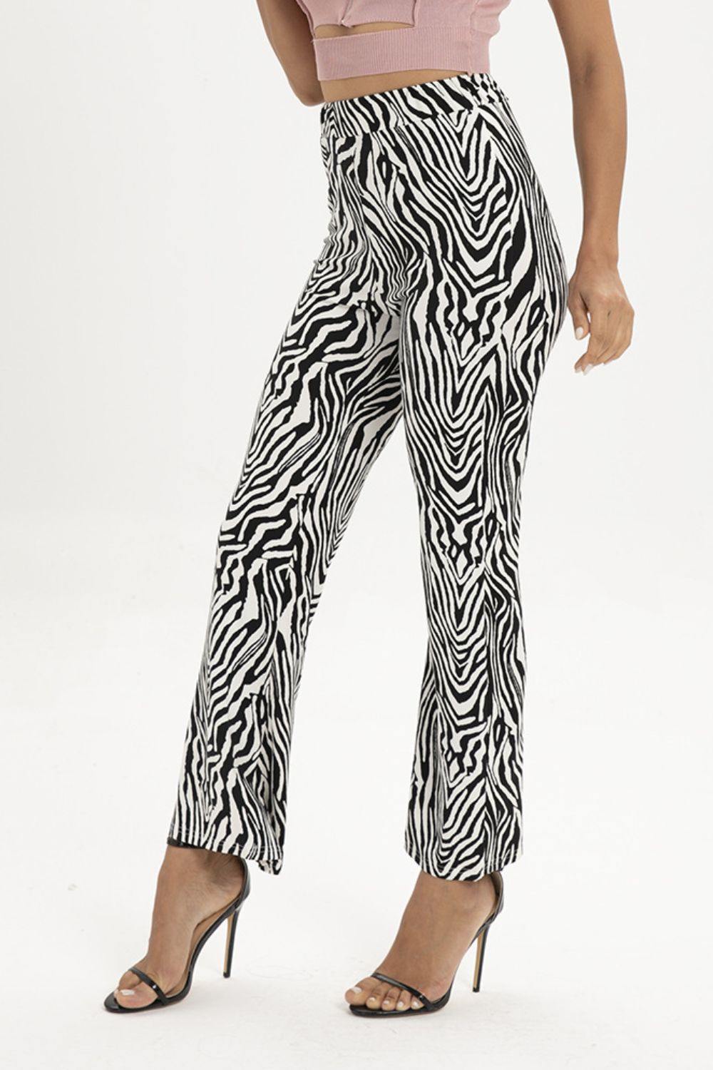 Zebra Print Straight Leg Pants - Flyclothing LLC