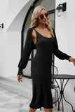 Knit Slit Tank Dress and Bolero Set - Trendsi
