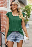 Ruffled Ruched Round Neck Tank - Trendsi - Flyclothing LLC