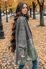 Openwork Button Up Long Sleeve Shacket - Trendsi - Flyclothing LLC