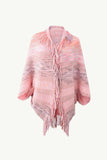 Multicolored Fringe Trim Poncho - Trendsi - Flyclothing LLC