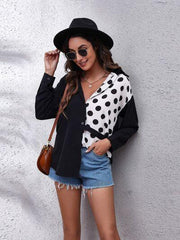 Contrast Button Up Long Sleeve Shirt - Trendsi