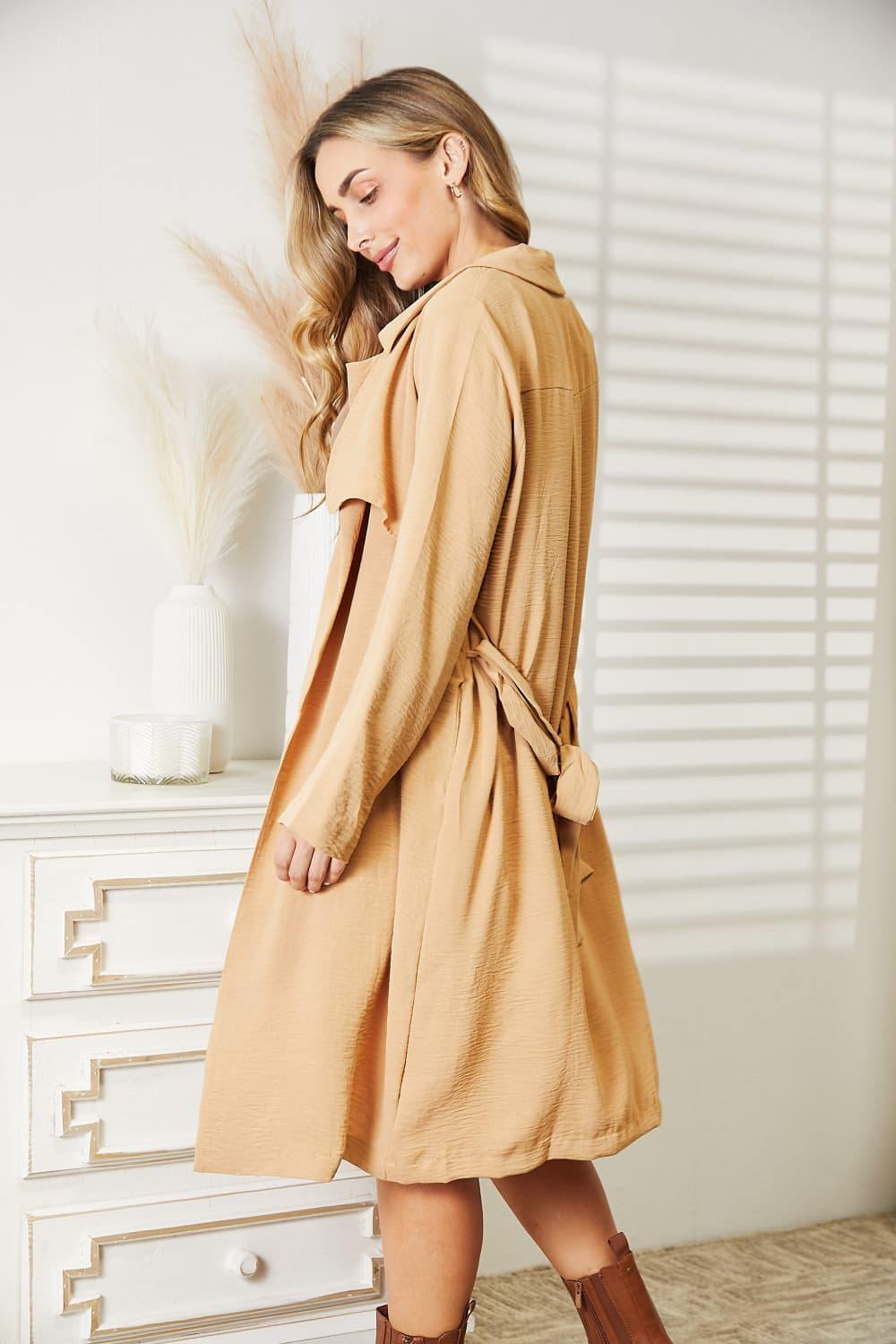 Culture Code Full Size Tied Trench Coat with Pockets - Trendsi
