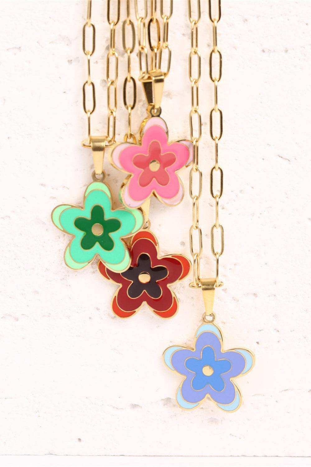 Flower Pendant Stainless Steel Necklace - Trendsi - Flyclothing LLC