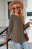 Decorative Button Round Neck T-Shirt - Trendsi - Flyclothing LLC