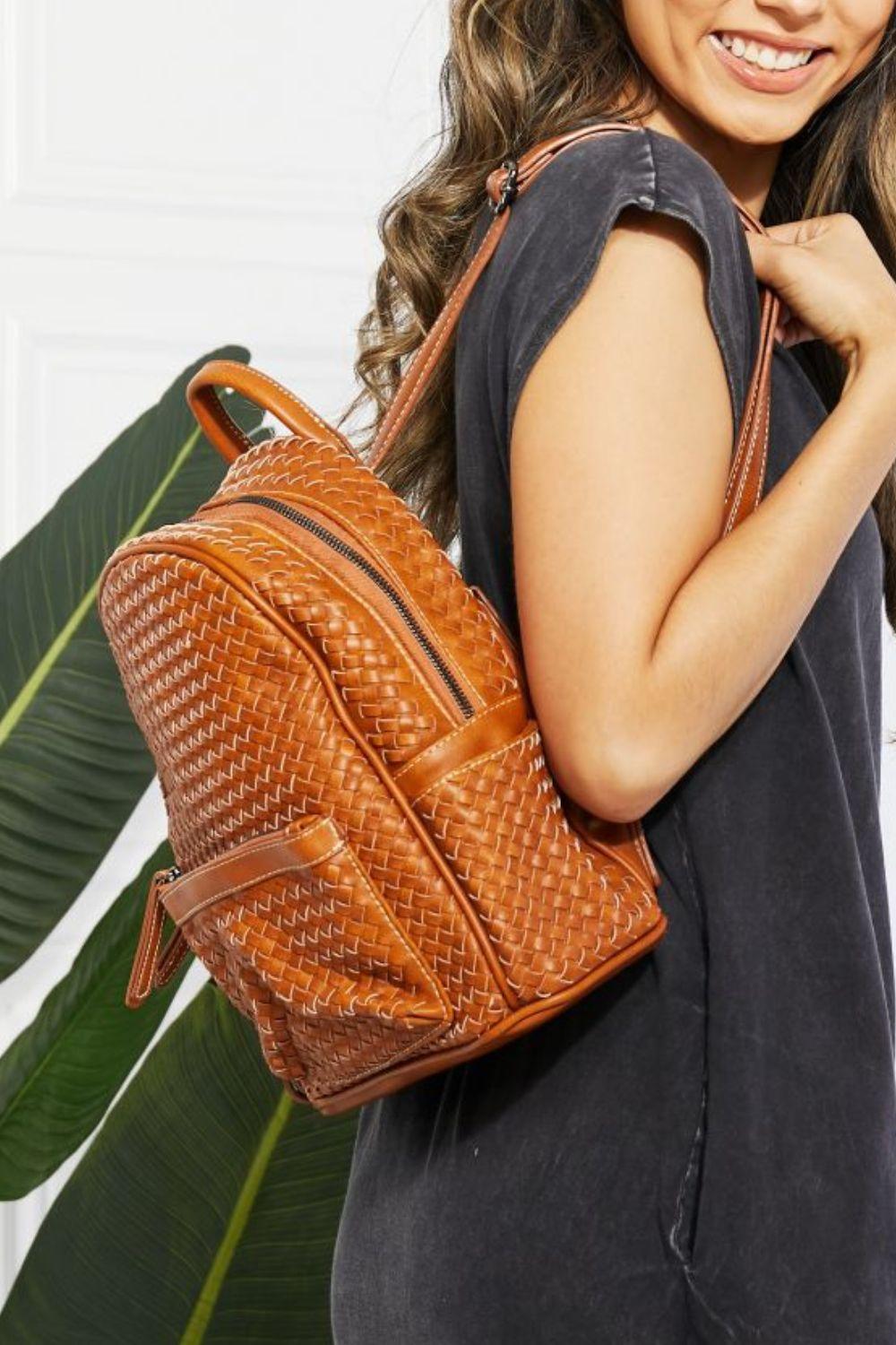 SHOMICO Certainly Chic Faux Leather Woven Backpack - Flyclothing LLC