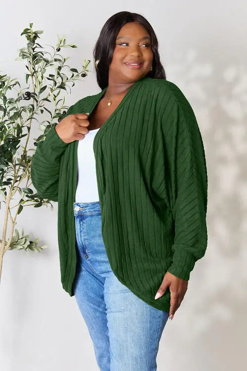 Basic Bae Full Size Ribbed Cocoon Cardigan - Trendsi - Flyclothing LLC