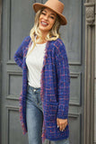 Plaid Fringe Trim Open Front Longline Cardigan - Trendsi - Flyclothing LLC
