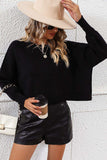 Round Neck Dropped Shoulder Pullover Sweater - Trendsi - Flyclothing LLC