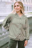 Button Down V-Neck Waffle Knit Shirt - Trendsi - Flyclothing LLC