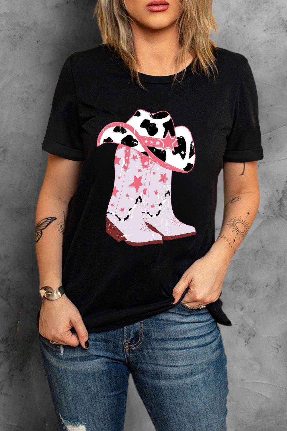 Cowboy Hat and Boots Graphic Tee - Flyclothing LLC