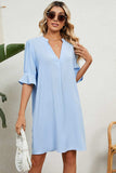 Notched Flounce Sleeve Mini Dress - Trendsi - Flyclothing LLC