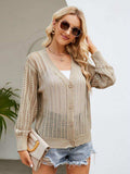 Button Down Ribbed Trim Cardigan - Trendsi - Flyclothing LLC