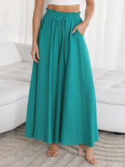 Drawstring Waist Wide Leg Pants - Trendsi