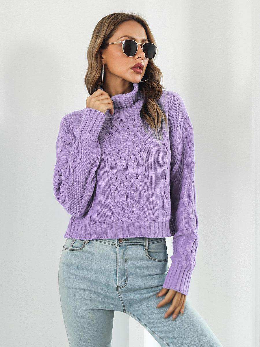 Turtleneck Dropped Shoulder Sweater - Trendsi - Flyclothing LLC