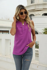 Swiss Dot Notched Neck Tank - Trendsi - Flyclothing LLC