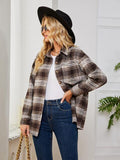 Plaid Collared Shirt Jacket - Trendsi
