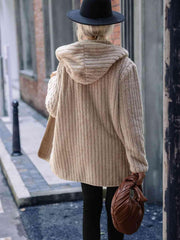 Open Front Ribbed Hooded Coat - Trendsi